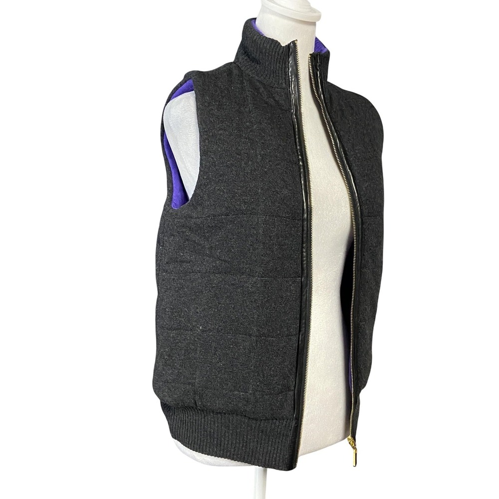 Tory Burch Vest Womens XS Gray Wool Cashmere Quilted Puffer Zip